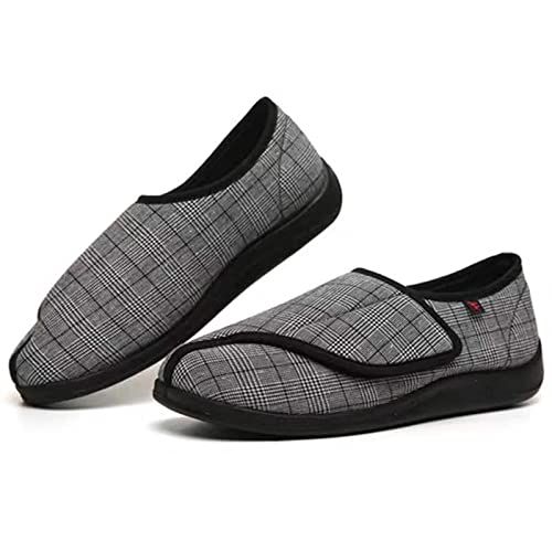 Zdcdy Diabetiker Schuhe Damen/Herren Extra Weit Winter, Arthritis Ödem Diabetische Schuhe mit Verstellbarem Klettverschluss, Orthopädische Diabetes Pantoffeln für Geschwollene Füße,Black-41 Cover