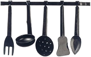 International Miniatures by Classics Dollhouse Miniature Set of 5 Black Kitchen Utensils