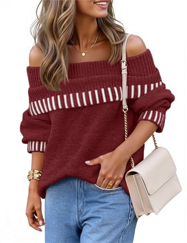 MEROKEETY Women's Off Shoulder Sweater