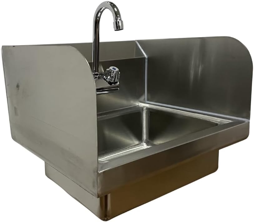Komander Stainless Steel Hand Sink 15" X 17" X 13"H NSF Commercial Wall Mounted, For Restaurants And Kitchens