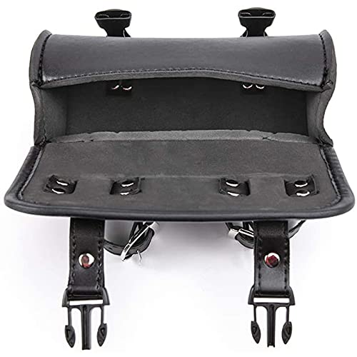 Bolsa de Horquilla para Moto de Cuero PU Negra miniatura 4