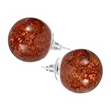 POPETPOP Pendientes Diseño Redondo y Moderno de Bolas de Resina Marrón Cómodos y Fáciles de Combinar para Mujer para Uso Diario y Fiestas de Otoño E Invierno