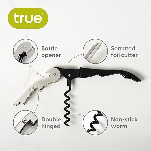 image for True Truetap Double Hinged Waiter's Corkscrew Wine Opener, Stainless S
