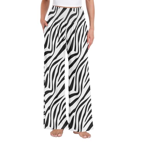 Pantalon extensible confortable avec poches profondes et taille haute gainante palazzo