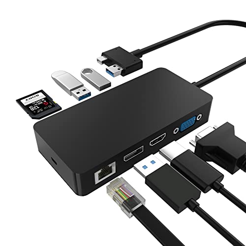 Surface Pro Dock para Surface Pro 4 / Pro 5 / Pro 6 USB Hub Docking Station con puerto Gigabit Ethernet,4K HDMI VGA DP Display Port, 3xUSB 3.0 Ports, Audio Out Port, USB C Port, SD / TF Card Reader