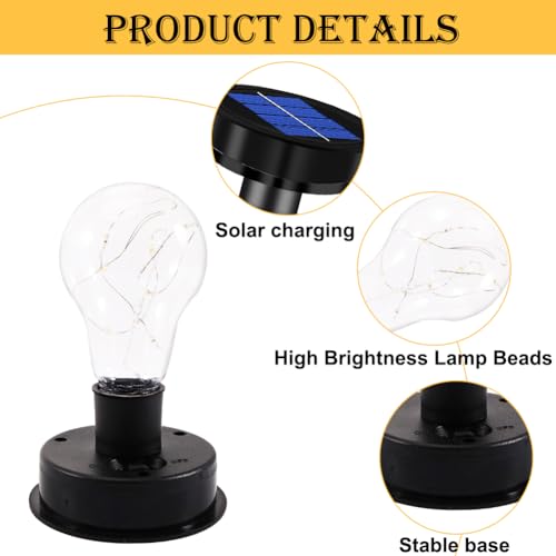Silkwish 2 sztuki lamp solarnych do ogrodu, części zamienne, z żarówką LED, 8 cm, zapasowy panel słoneczny, wiszące lampy solarne do lamp solarnych, latarni solarnych, do użytku na zewnątrz, do ogrodu