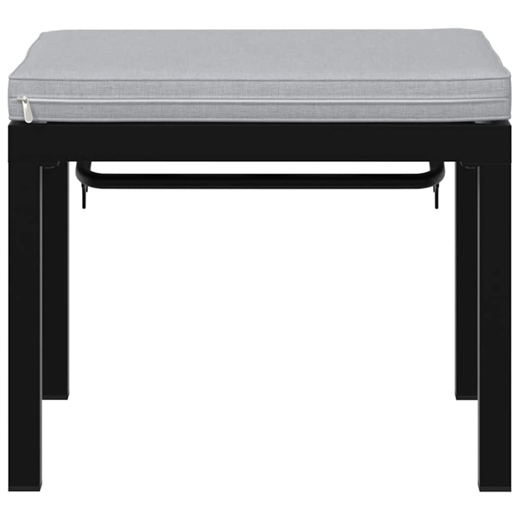 Taboret ogrodowy z poduszką, czarny, odporna na warunki atmosferyczne, malowana proszkowo, z regulacją wysokości, wyściełana, zajmuje mało miejsca, na taras, balkon, do ogrodu, na basen, na