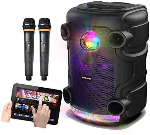Vocal-Star Portable Karaoke Machine With Party Light Effects, 2 Wireless Microphones, Bluetooth, 300w Speaker, Records Vocals, TWS, AUX / USB Input VS-PPA