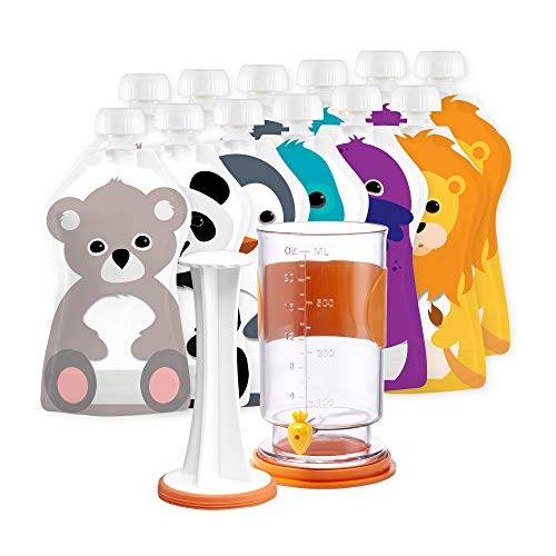 Create Healthy, Delicious Baby Food at Home with the Squooshi Filling Station and 12 Small 3.4 oz Pouches