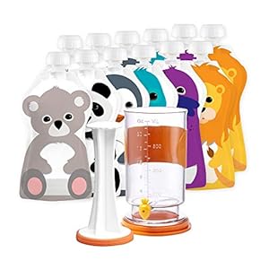 Squooshi Filling Station Baby Food Pouch Maker/Filler + 12 Small 3.4 oz Pouches for semi-Solid Food for Babies and…