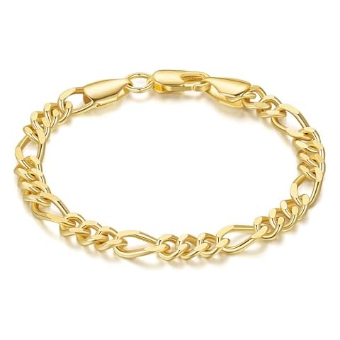 OR OLD RUBIN Gold Bracelets for Women 14K Gold Bracelets for Womens Gold Bracelet Figaro Link Gold Chain Bracelets for Women & Men Dainty Gold Bracelet Gitfs for Women Jewelry 6.5/7/7.5/8/9in Cover