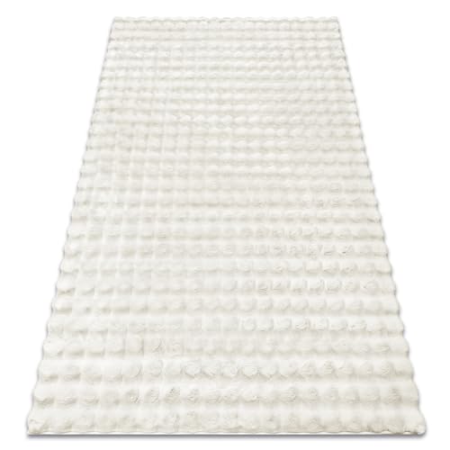 rugsx Tapis Bubble Imitation Fourrure de Lapin 3D, pour Chambre d'enfant, Salon, Chambre à Coucher, très épais, structuré, Blanc 60x100 cm