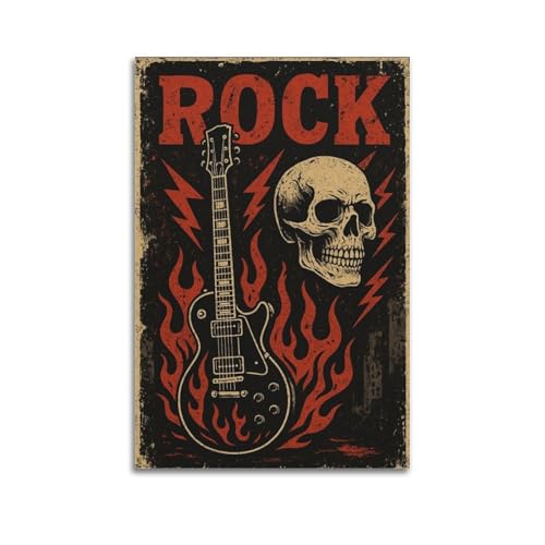 Impression sur toile rock and roll retro - Toile de salon vintage de 60 x 90 cm