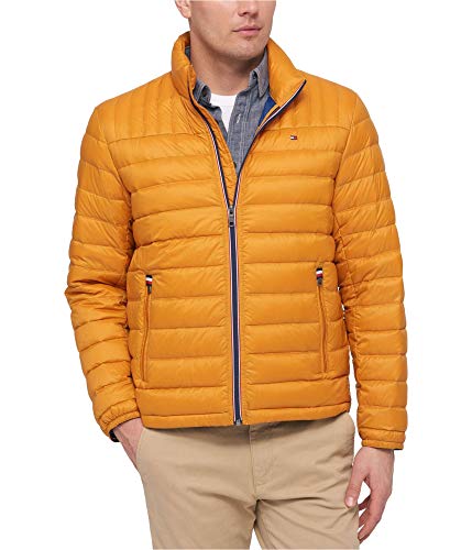 Image of Tommy Hilfiger Men's Real Down Packable Puffer Jacket Down Coat, Yellow Gold, XX-Large
