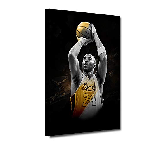 HAOSHUNDA American Basketball Wall Art Posters on Canvas Framed Art NBA Sport Paintings Wall Decor Kobe Bryant Modern Artwork Picture Boy Bedroom Modern Classroom Home Decor Decoration