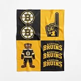 NHL Boston Bruins Officially Licensed Baby Swaddle Blanket, 40 x 50 in, Soft Lightweight Polyester, Domino Design