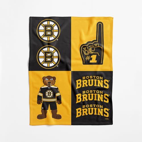NHL Boston Bruins Officially Licensed Baby Swaddle Blanket, 40 x 50 in, Soft Lightweight Polyester, Domino Design