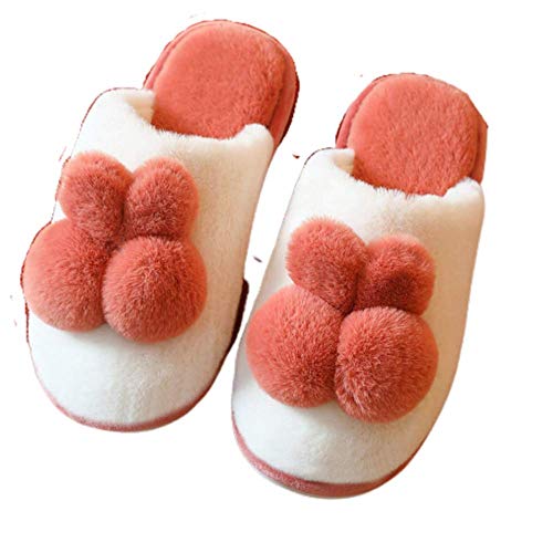 Pantoufles d'hiver chaudes fausse fourrure femme chausson rouge à nœud douillet