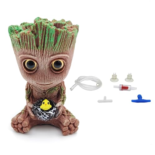 Averynnia Aquarium Groot Air Bubble Stone Decorations with Air Stones and Tubing Kits Compatible for Small to Medium-Sized Aquariums