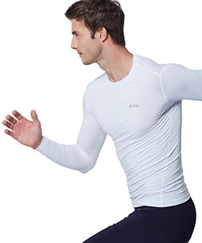 Exio Japan Men's Compression Shirt Cool&Dry Baselayer/Underlayer Long Sleeve Top Ex-R01 (Large, Exr01-Wh) #TOP3