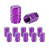StratoNex Luftkappen aus Aluminiumlegierung, farbige Reifenventilkappen, Ventilkappen, Reifenventil-Mundkappen, Reifenstaubkappen, 12 Stück (Lila)
