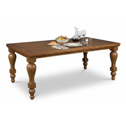 Image of Signature Design by Ashley Basinger Dining Table, 86 Inch, Medium Brown | Seats 8 with 25.88-inch legroom, Hardwood solids and mango wood veneer, Rustic turned legs, Farmhouse design