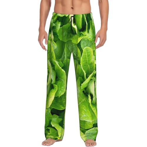 Pantalón de pijama de lechuga romana fresca, suave y cómodo, informal, con bolsillos