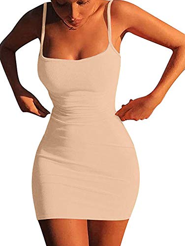 Image of LCNBA Sexy Spaghetti Strap Tank Dress Basic Backless Bodycon Club Party Mini Dress