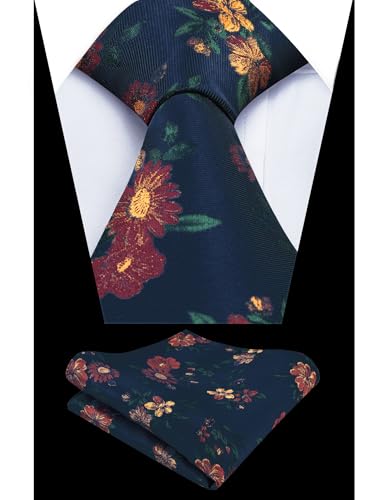 Image of Alizeal Mens 3.15'' Colorful Flower Pattern and handkerchief Necktie Set