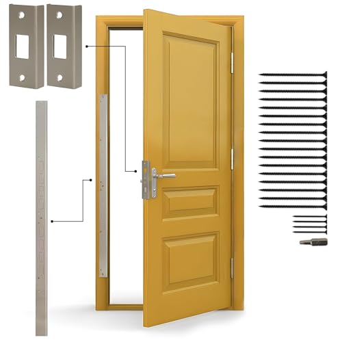 Door Armor MINI 3-Piece Door Reinforcement Kit Door Jamb & Frame Security Plate for Anti Kick-in Protection Front Door Security Device Deadbolt Reinforcement Plate Made in USA (Satin Nickel)