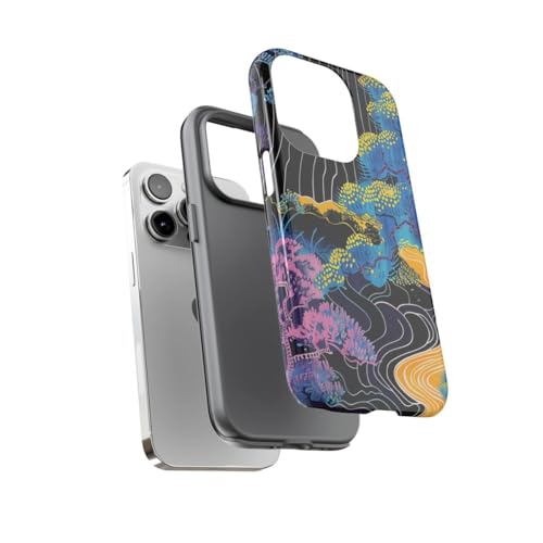 Coque iPhone 14 Pro rigide brillante avec motif bleu antichoc de qualité