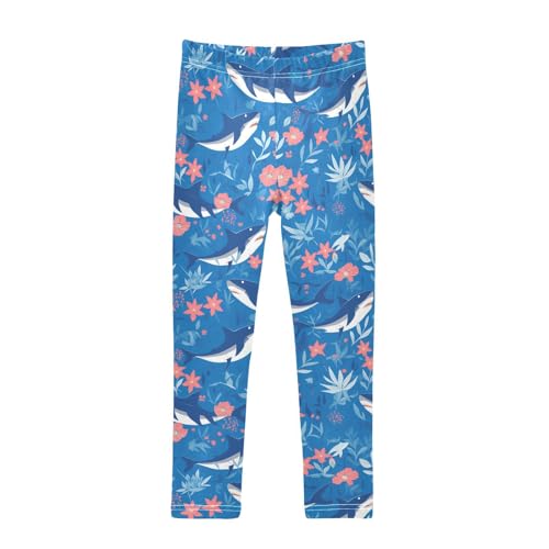 Shark Girls' Leggings Toddler Doodles Floral Kids Yoga Pants Dance Active Tights 4T