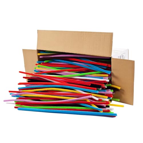 Creative Arts by Charles Leonard Chenille Stem Class Pack, 4 MM x 12 Inch, Assorted Colors, 1000/Box (65490)