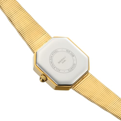 BERNY Vintage Gold Watch for Women, Dainty Octagonal Case Waterproof by BERNY - Used condition - Image 3