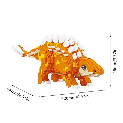 Larcele Micro Building Blocks Dinosaur Set, DIY Mini 3D Building Toy Bricks,1196 Pieces KLJM-06 (Ankylosaurus) - Image 3