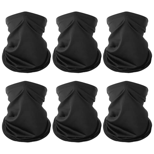hurifeng 6-Pack Cooling Neck Gaiter Face Scarf, UV Protection Bandana for Summer Outdoor Sports, Cycling, Running, Hiking(Black)