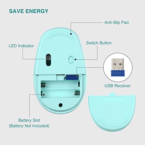 Rii Wireless Mouse Rm700 2.4G Silent Mouse With 3200 Dpi,Computer Mouse With Usb Nano Receiver For Laptop,Pc,Mac,Windows And School Work(Light Cyan) #TOP4