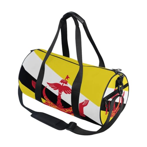 Bolsa de lona redonda con estampado de Brunéi para deporte y equipaje de mano