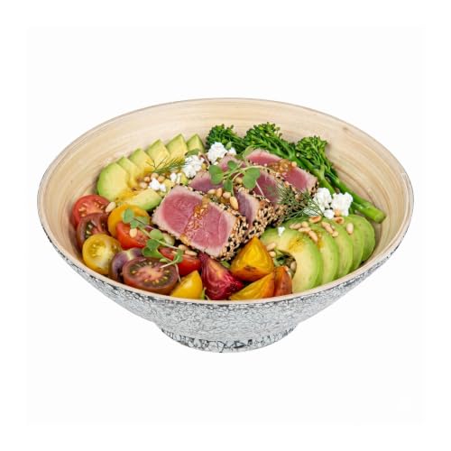 Restaurantware Salad Bowl 1 Pack 28.7 oz Bamboo Serving Dish Greaseproof Freezer-Safe Bowl Handcrafted Round for Hot/Cold Foods