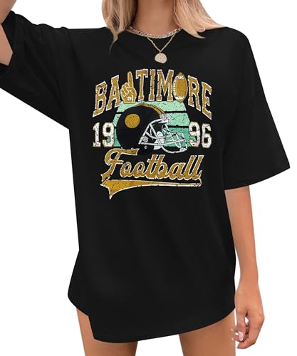 Football Shirts for Women Vintage Team Fan Tshirt Game Day Shirt Oversized Football Season Short Sleeve Tops