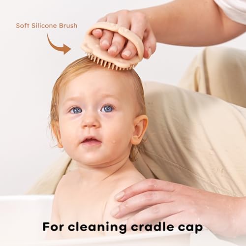 image for Yoofoss 4 Piece Baby Brush and Comb Set, Wooden Baby Brush with Natura