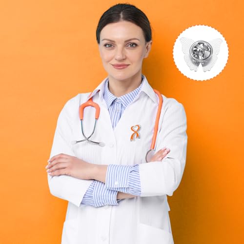 60 Pcs Orange Cancer Awareness Pin Bulk Leukemia Awareness Product Kidney Cancer Lapel Pins Gun Violence Multiple Sclerosis Lymphoma Orange Ribbon Items for Charity Public Social Events4