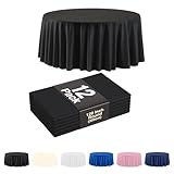 Party Solids Pack Of 12, Black Plastic Table Cloth - 120 Inch Round Disposable Tablecloth for Parties - Round Tablecloth - Disposable Table Cloths for Parties