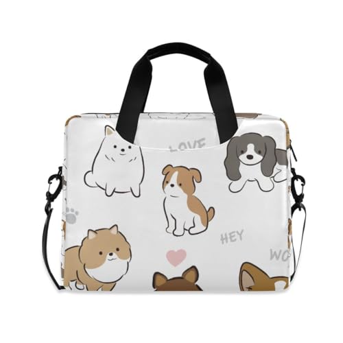MiaoLD パソコンケース PCケース 犬柄 パグ コーギー 柴犬 可愛い ノートPCインナーケース 15.6インチ A4対応 耐衝撃 超強保護 ノートパソコンバッグ ビジネスバッグ レディース メンズ 通勤 通学 出張 手揚げ ショルダー付き 男女兼用