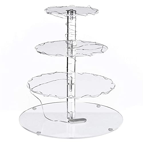 Soporte para postres y pasteles, bandeja de soporte para pasteles de 4 capas, soporte para exhibición de magdalenas para fiesta de boda, decoración de luces LED para fiesta de cumpleaños, decoración