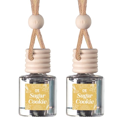 Image of C&E Craft Co Hanging Car Air Freshener Diffuser 2 Pack, Long Lasting Fragrance Oil Car Freshener, Glass Bottle Auto Air Freshener, Made in USA (Sugar Cookie)