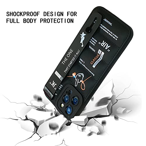 Bakkfa Ins Cool Off Puffer Case Compatible With Iphone 14 Pro Max Case With Adjustable Wristband Kickstand, Sports Shoes Brand Graphics Soft Silicone White Label Loopy Shockproof Phone Cover For Boys #TOP6