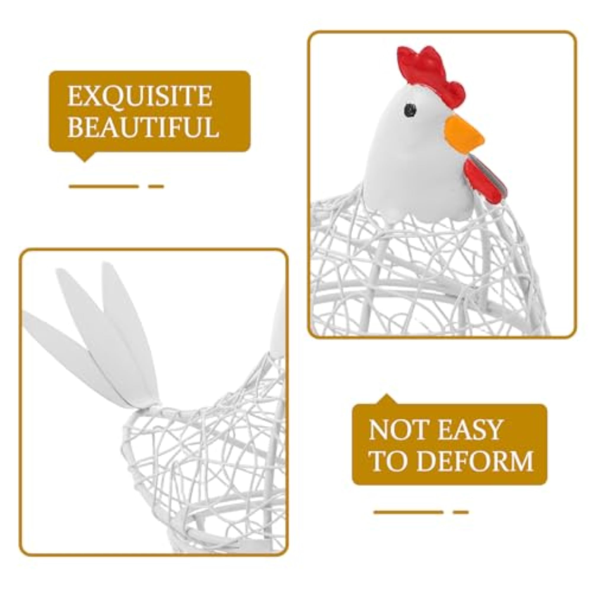 White Iron Wire Egg Basket, Space Saving Storage Organizer