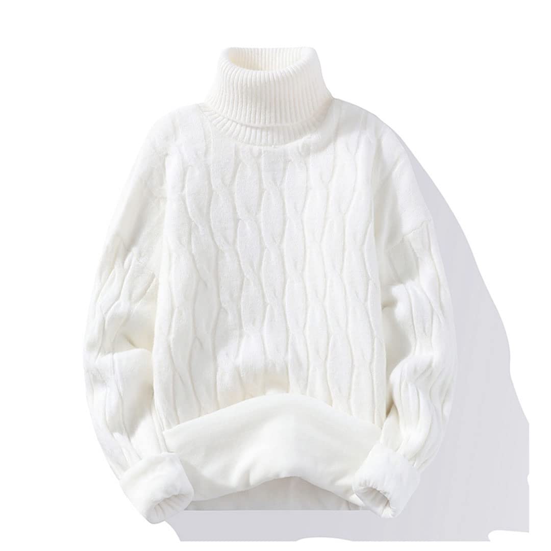 Fulbant Herren Fleece Rollkragenpullover Streetwear Winter Rollkragen Herren Pullover
