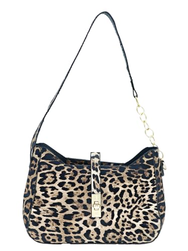 Women's Buckle Underarm Bag PU Leather Hobo Bags Clutch Shoulder Tone Chain Strap Handbag